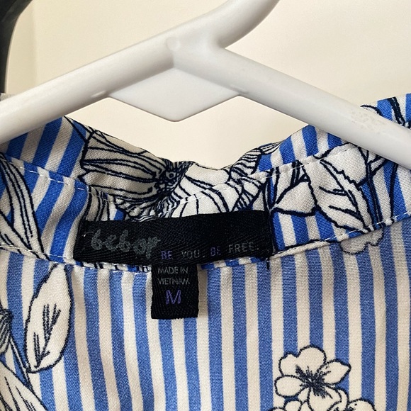 Striped & Floral Print Sleeveless Dress - Picture 3 of 3